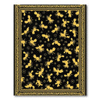 Golden Birds Black Whimsical Repeating Rug