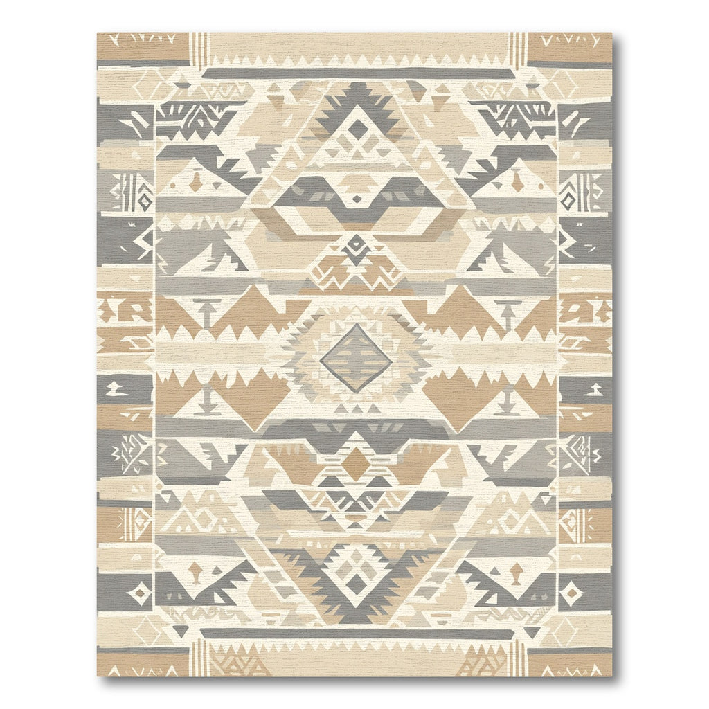Earthy Neutral Tribal Geometric Rug