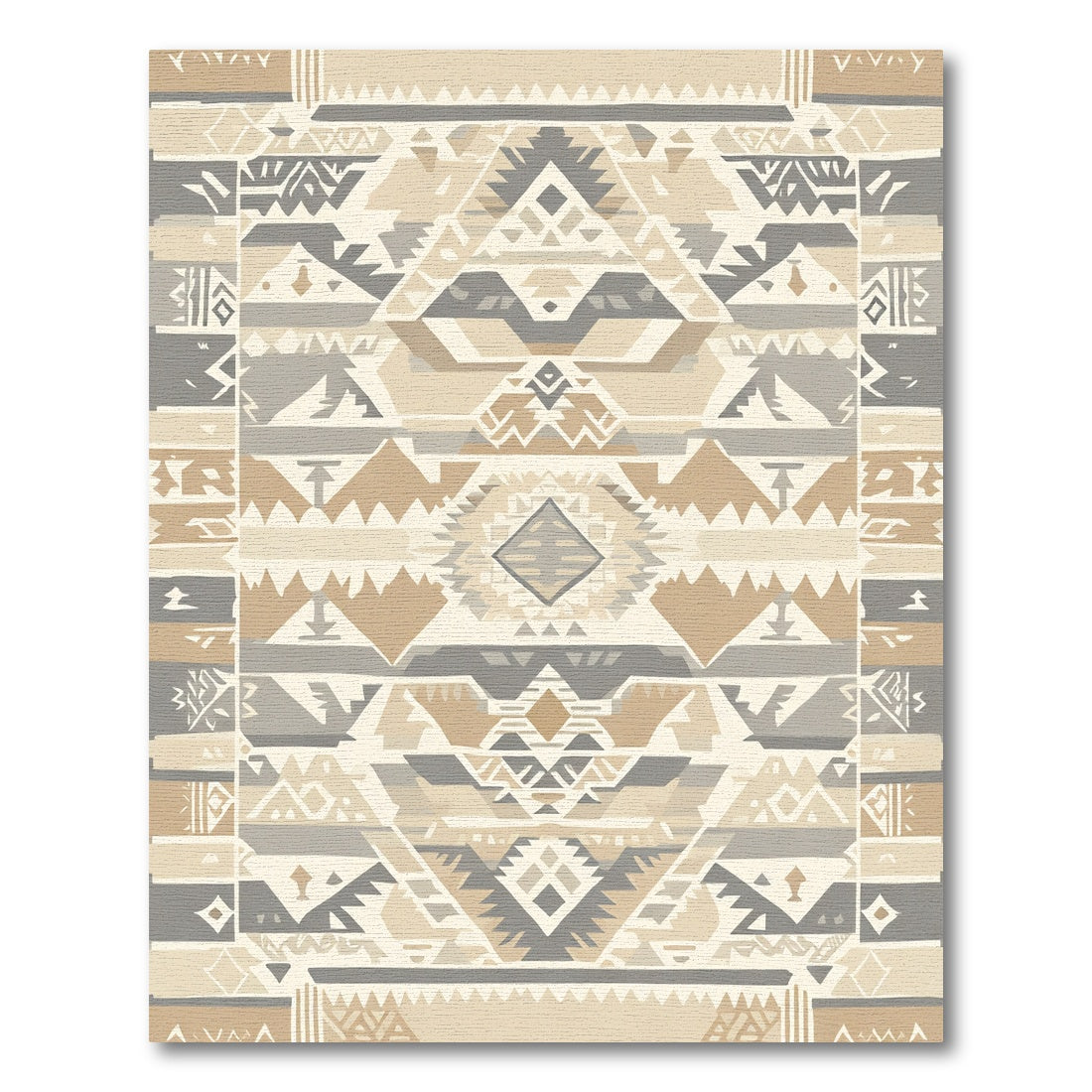 Earthy Neutral Tribal Geometric Rug
