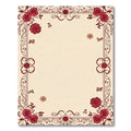Crimson Red Floral Vine Border Rug