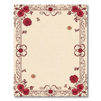 Crimson Red Floral Vine Border Rug