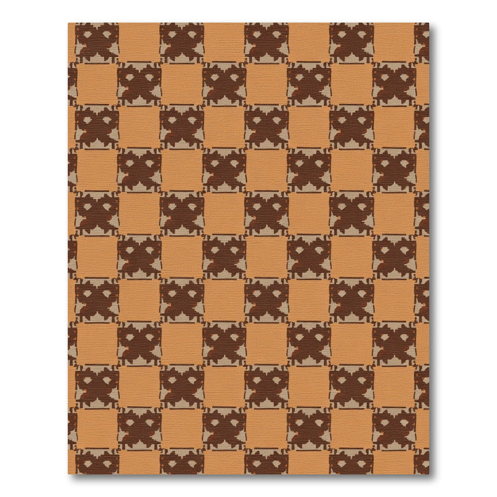 Brown Tan Checkerboard Abstract Shape Rug