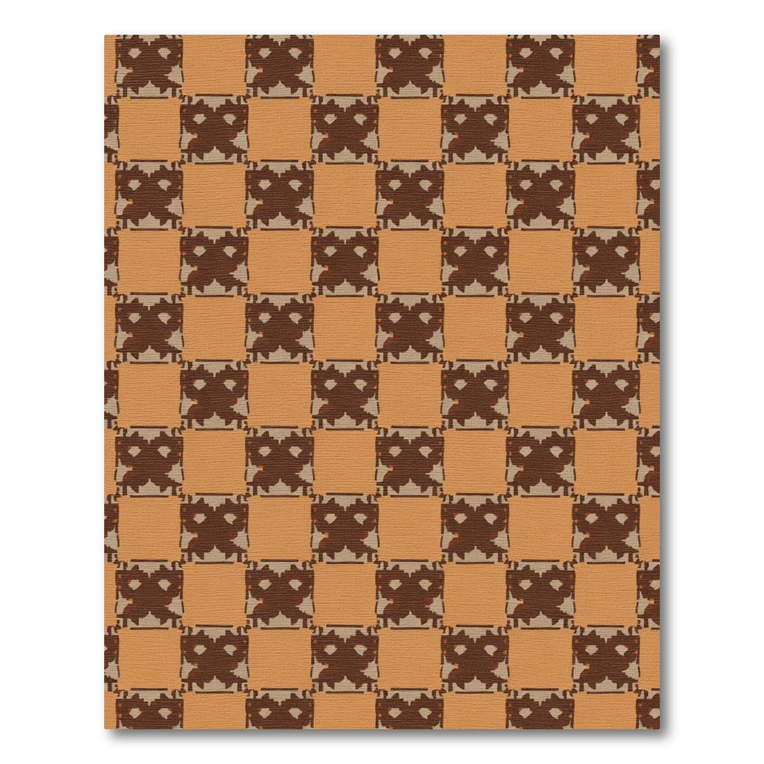 Brown Tan Checkerboard Abstract Shape Rug