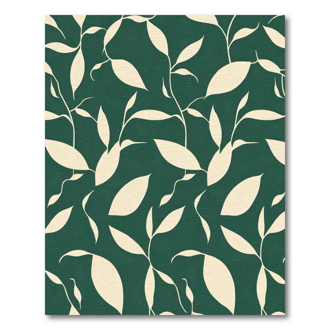 Cream Leafy Vines on Deep Green Background Rug