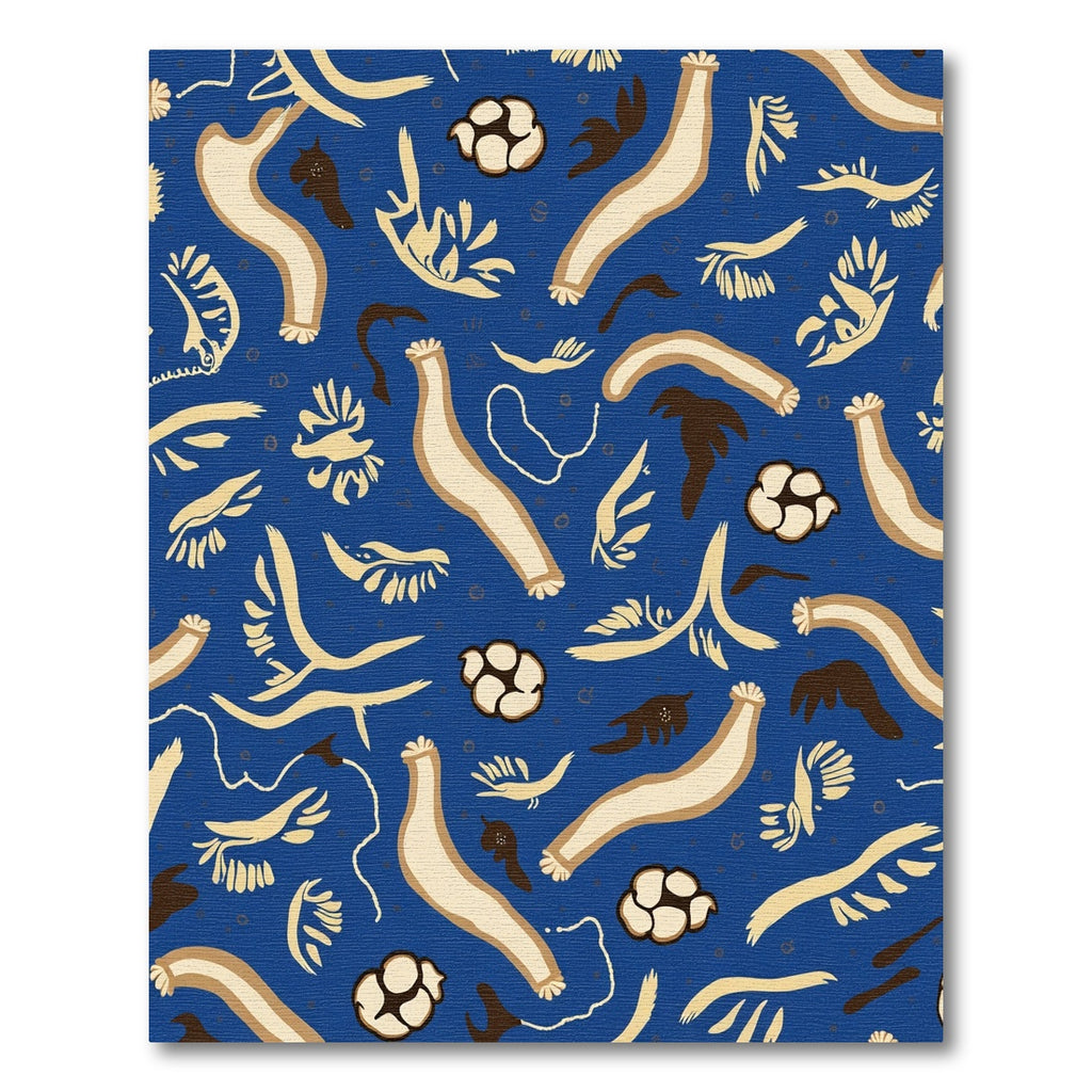 Whimsical Blue Abstract Organic Forms Rug