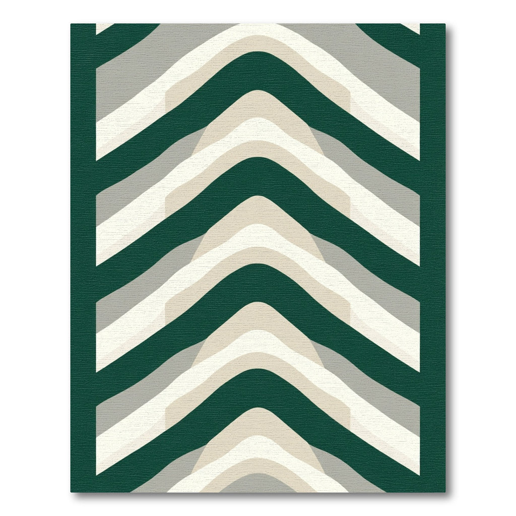 Green Gray Cream Chevron Curves Rug