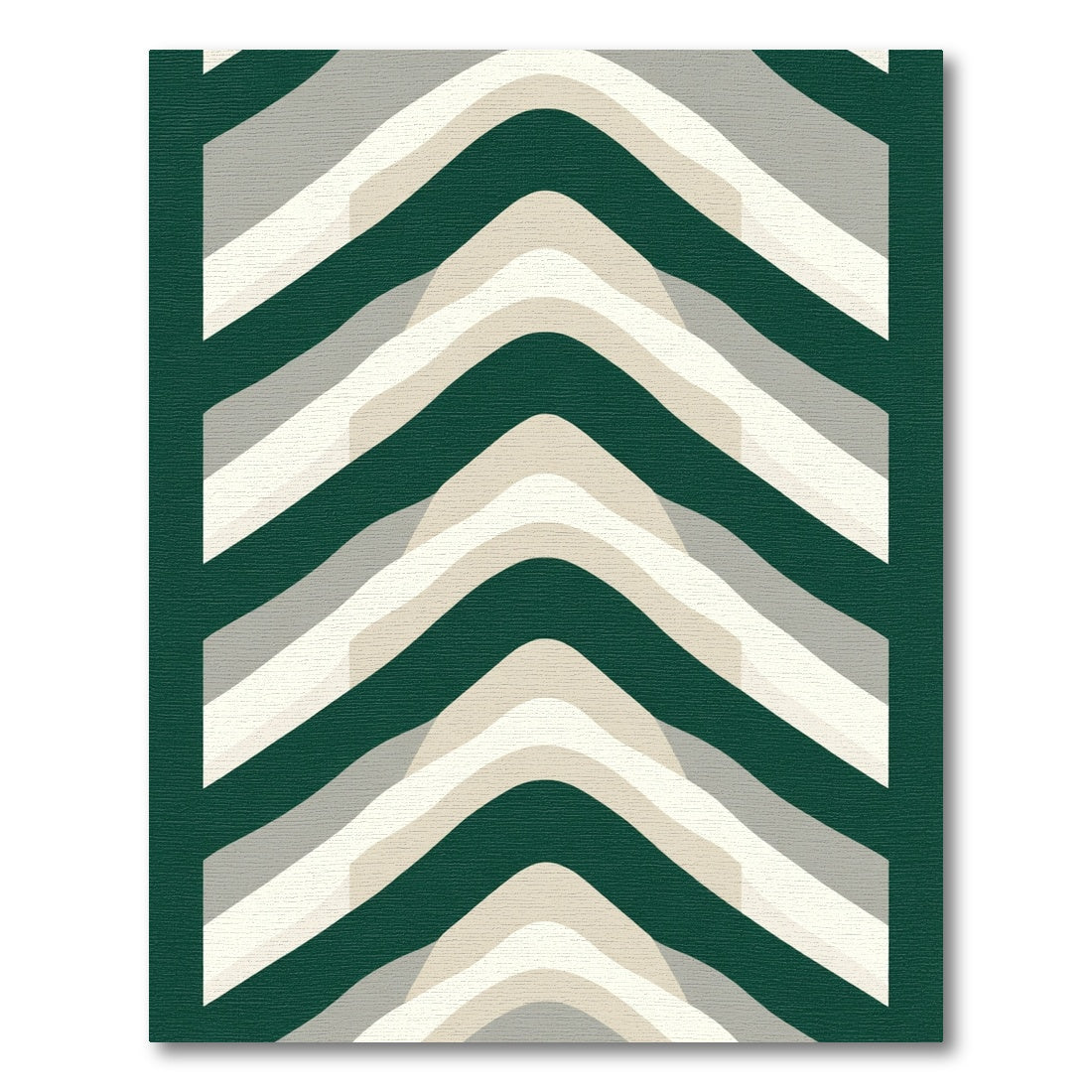 Green Gray Cream Chevron Curves Rug