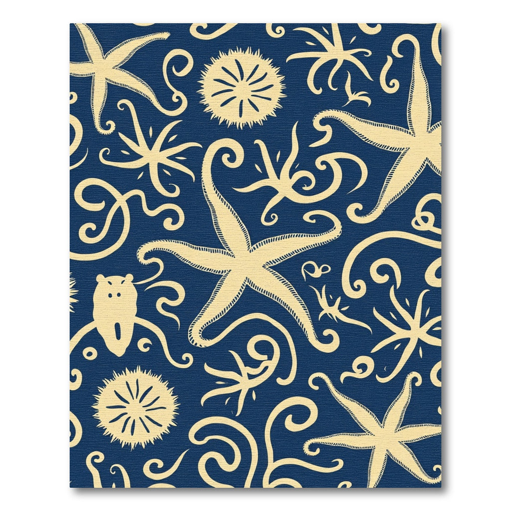 Navy Cream Starfish Swirl Arrangement Rug