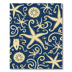 Navy Cream Starfish Swirl Arrangement Rug