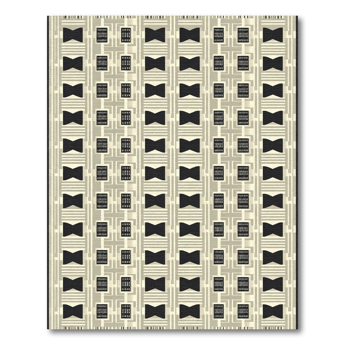 Geometric Black Bow Tie Lattice Rug