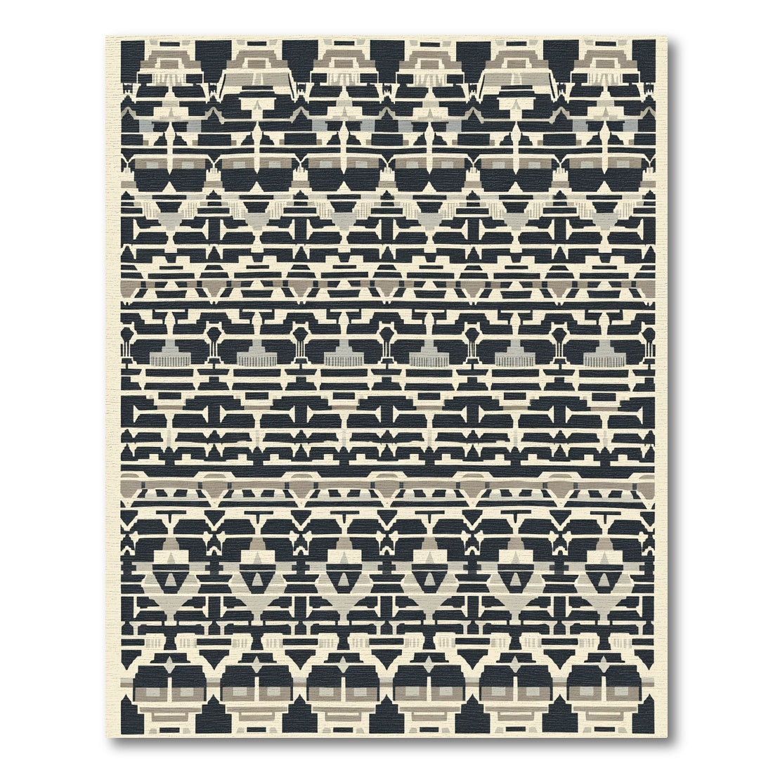 Geometric Abstract Dark Tribal Forms Rug