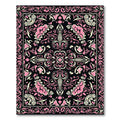 Ornate Pink Black Scroll Medallion Rug