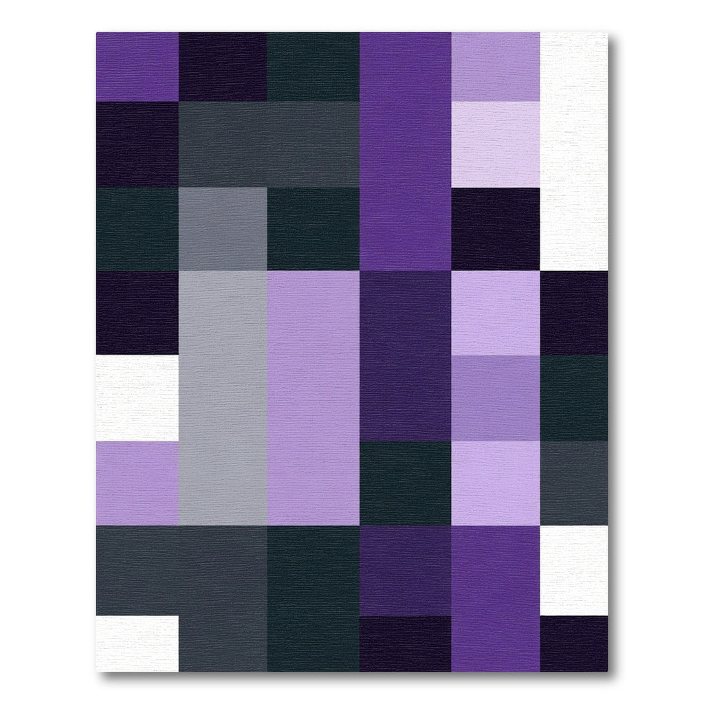 Modern Purple Geometric Blocks Rug