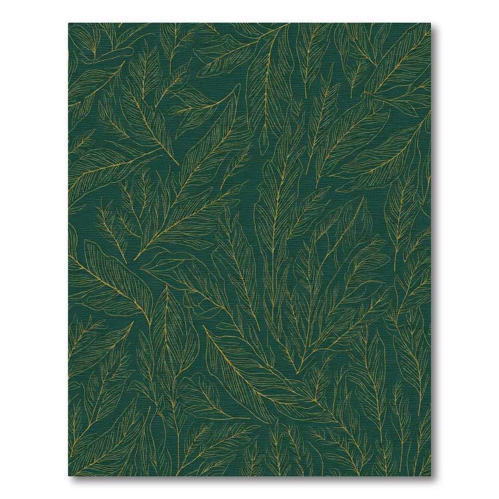 Emerald Green Feather Outline Rug
