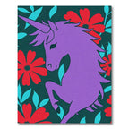 Purple Unicorn Red Floral Swirl Rug