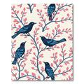 Indigo Birds Pink Foliage Scene Rug