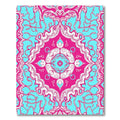 Fuchsia Teal Abstract Floral Medallion Rug