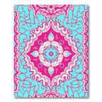 Fuchsia Teal Abstract Floral Medallion Rug