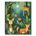 Whimsical Forest Animals Orange Flower Rug