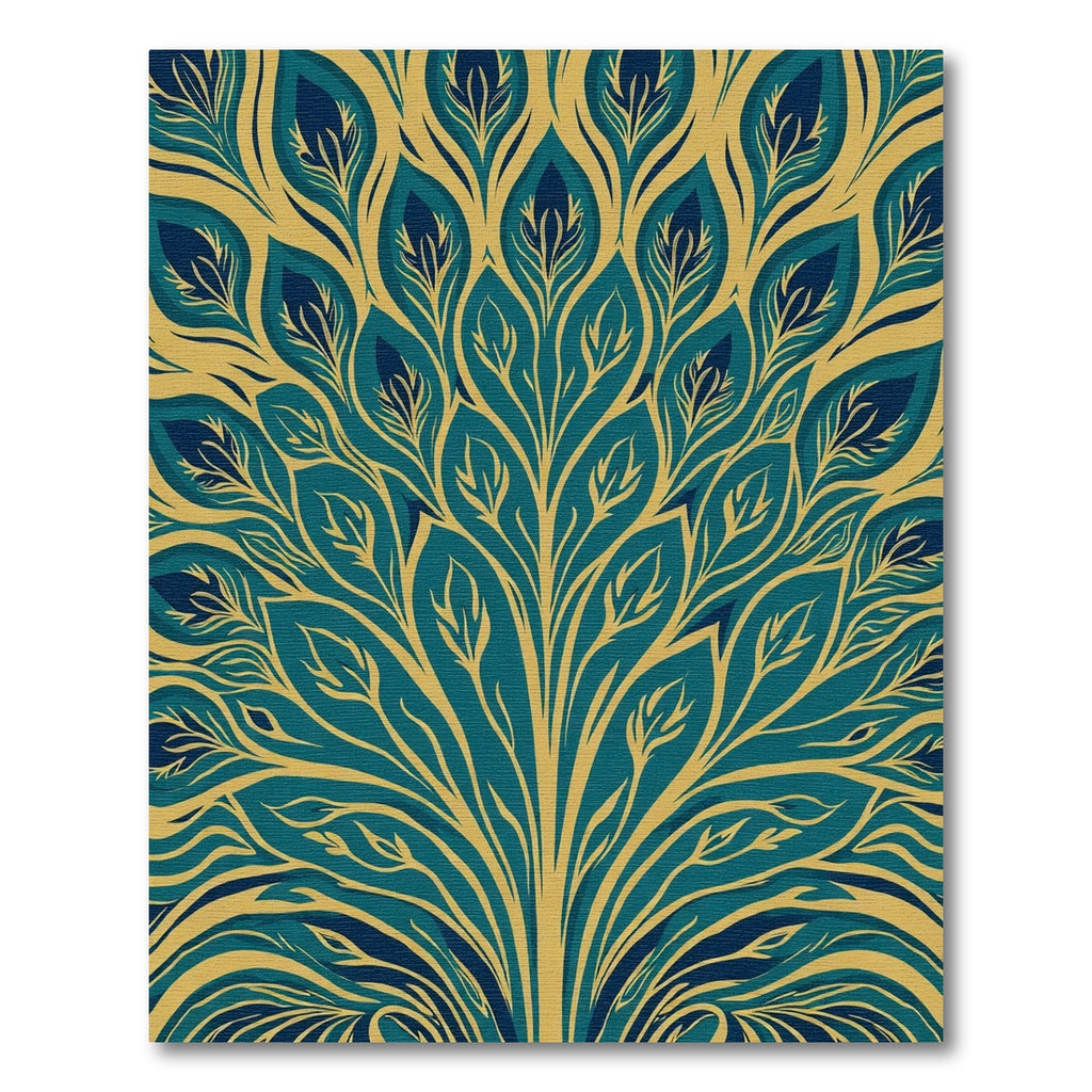Teal Gold Feathered Bloom Rug