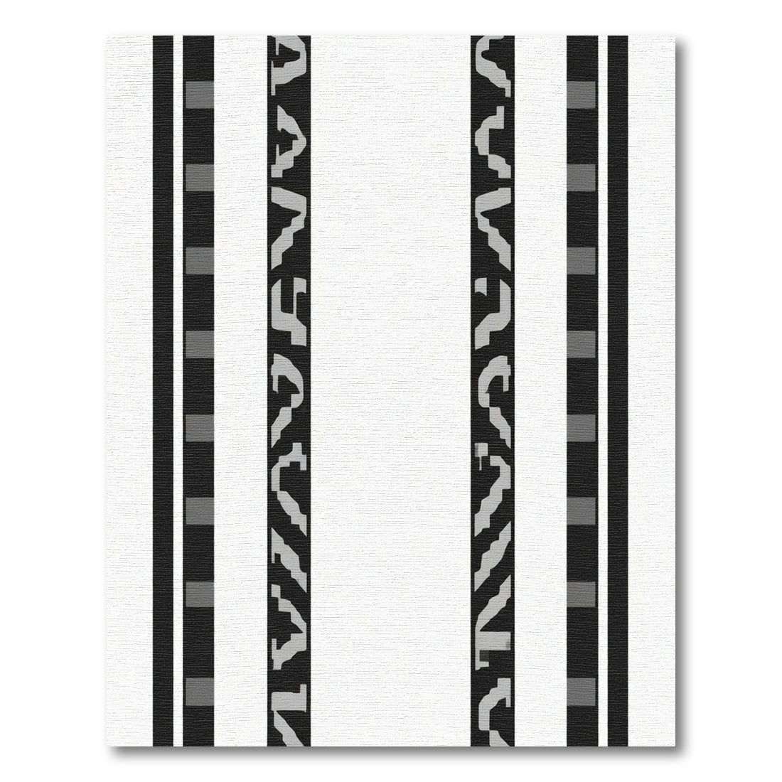 Black White Gray Segmented Stripe Rug