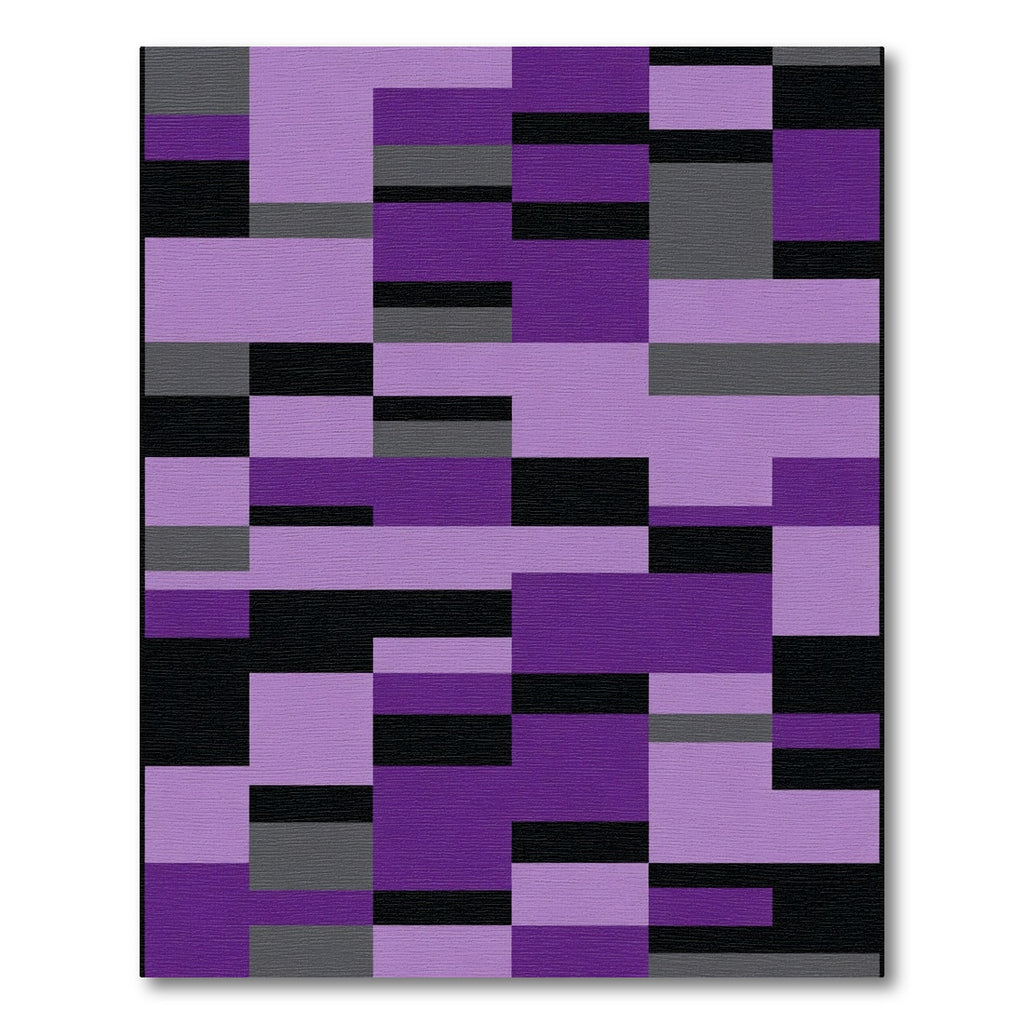 Modern Geometric Purple Rectangle Arrangement Rug