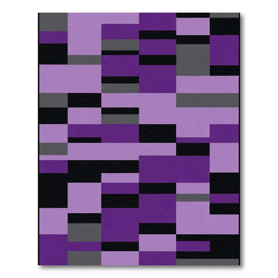 Modern Geometric Purple Rectangle Arrangement Rug