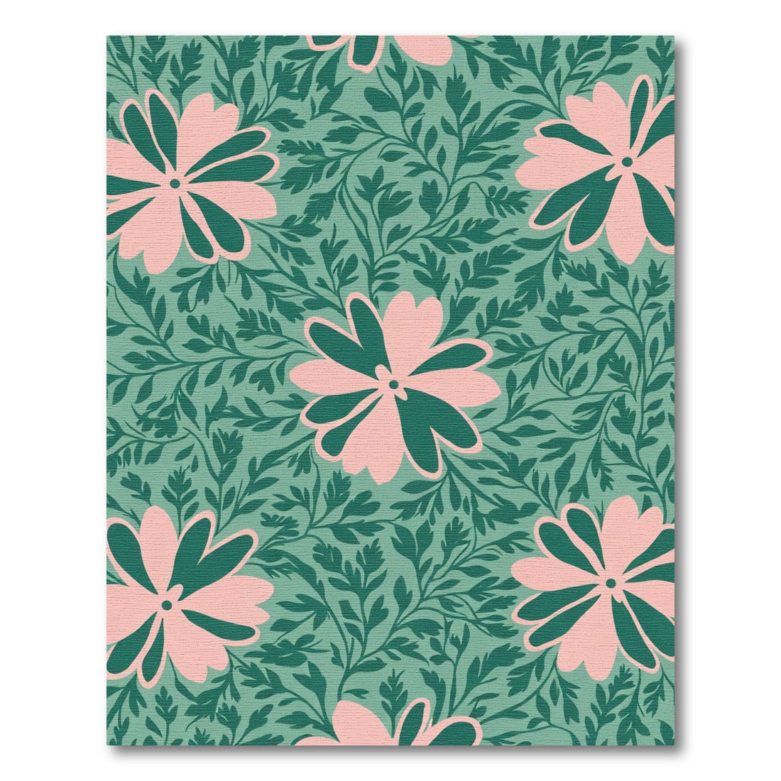 Soft Pink Floral Green Foliage Arrangement Rug