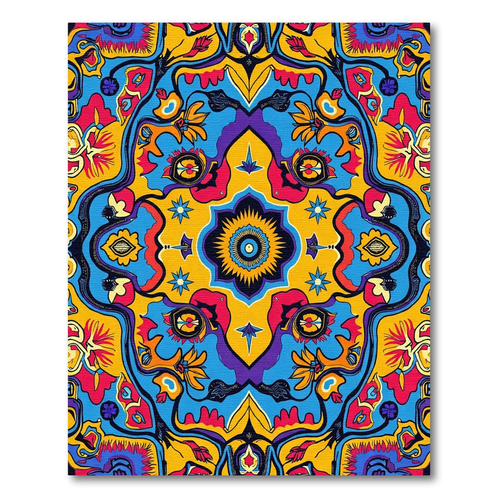 Vibrant Psychedelic Floral Medallion Rug
