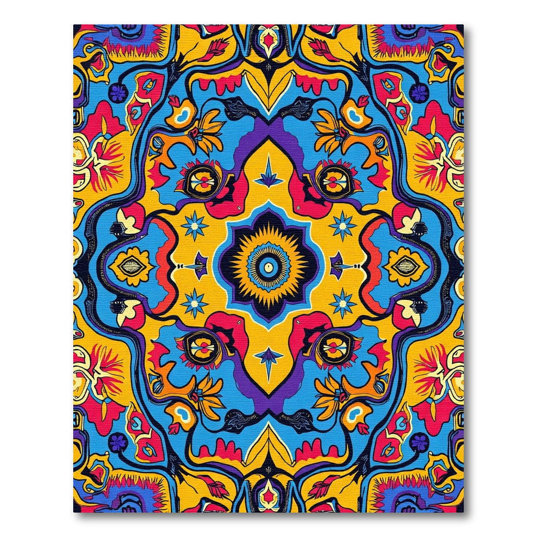 Vibrant Psychedelic Floral Medallion Rug