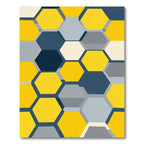 Geometric Hexagon Yellow Gray Navy Rug