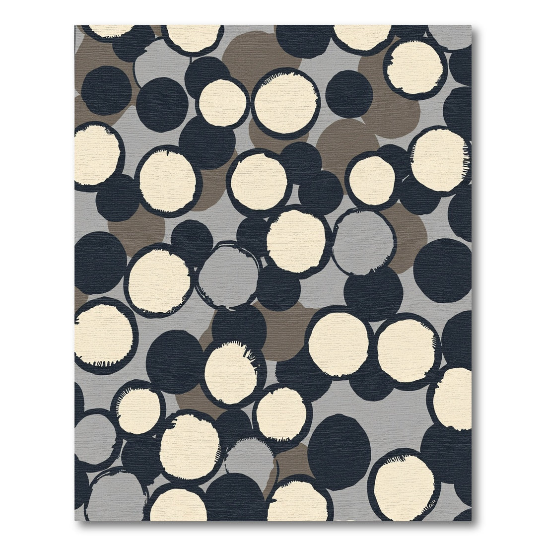Abstract Circles Collage Gray Cream Rug