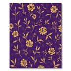 Golden Floral Branches on Purple Rug