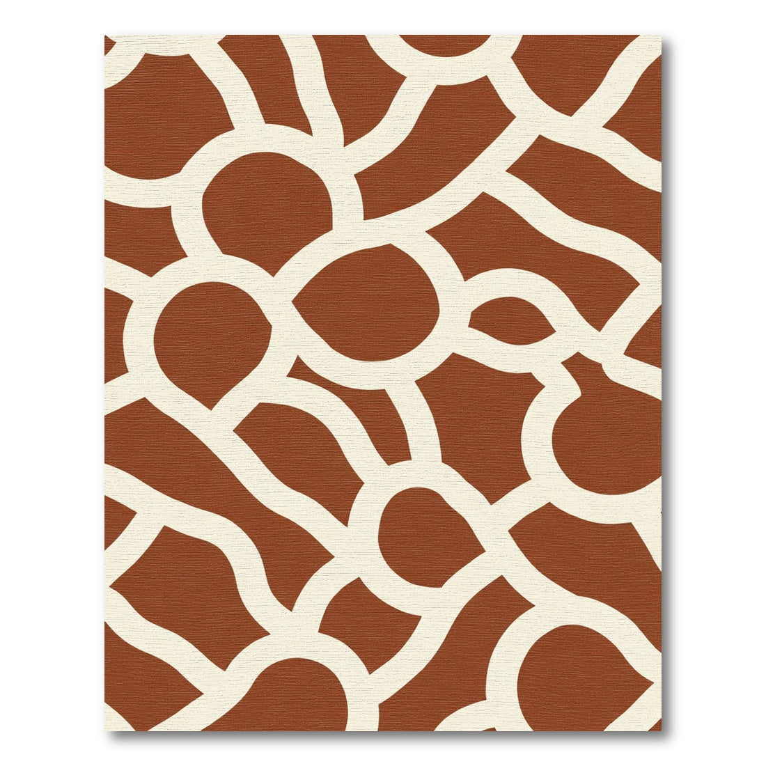 Terracotta White Interlocking Organic Shapes Rug