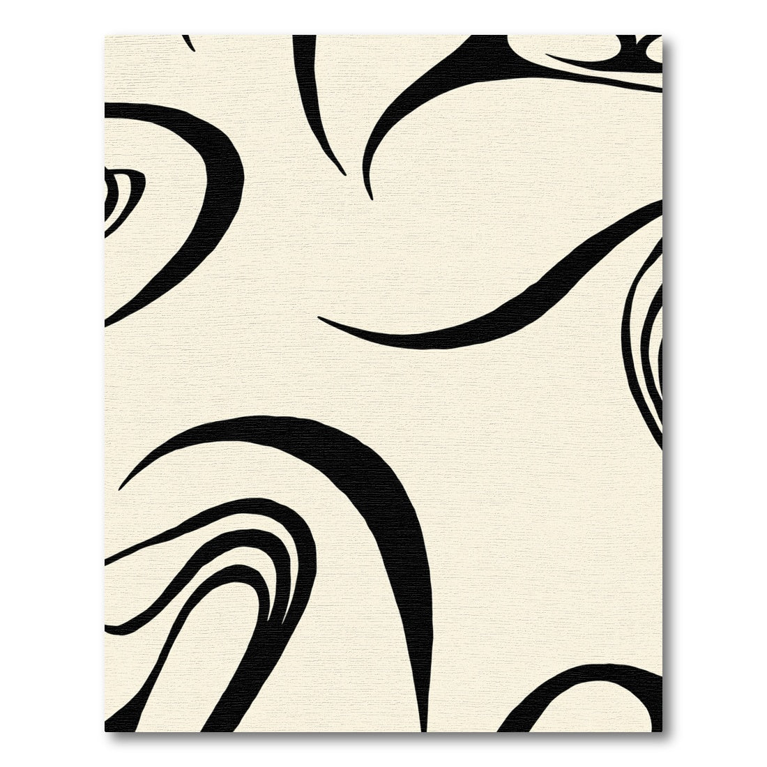 Cream and Black Swirl Abstract Rug