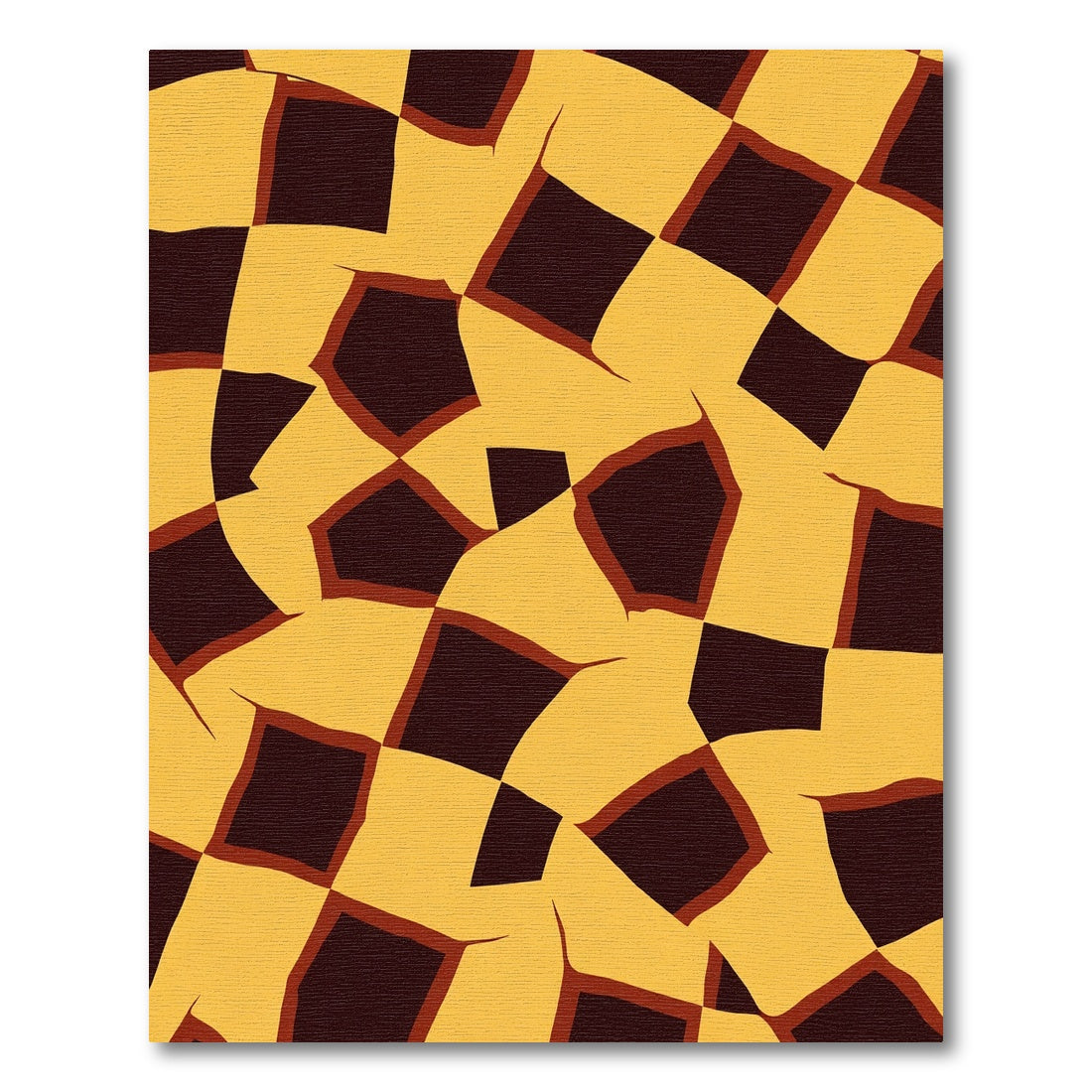 Brown Yellow Jagged Checkerboard Rug