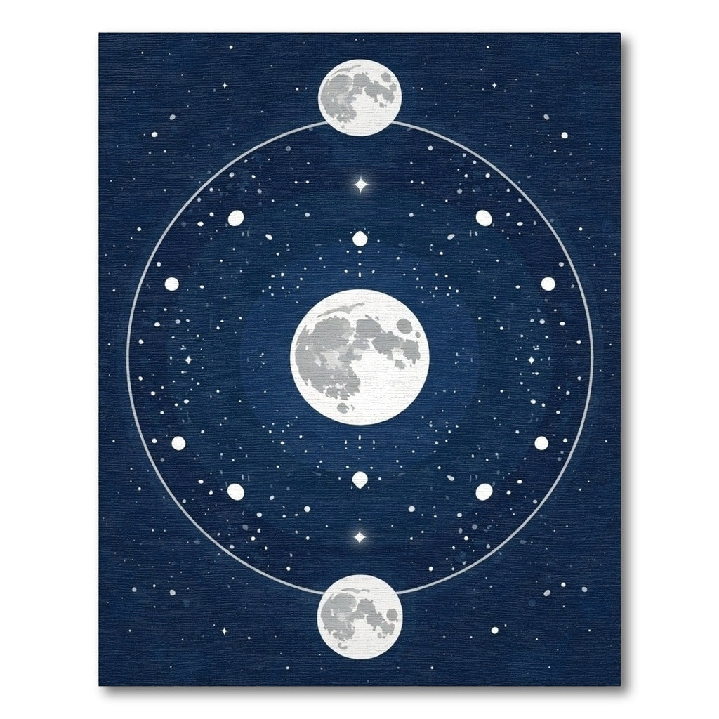 Deep Blue Lunar Phases Night Sky Rug