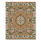 Brown Floral Medallion Intricate Border Rug