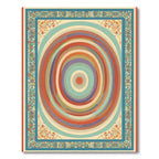 Colorful Concentric Circles Floral Border Rug