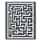 Navy Cream Labyrinth Geometric Artwork Rug