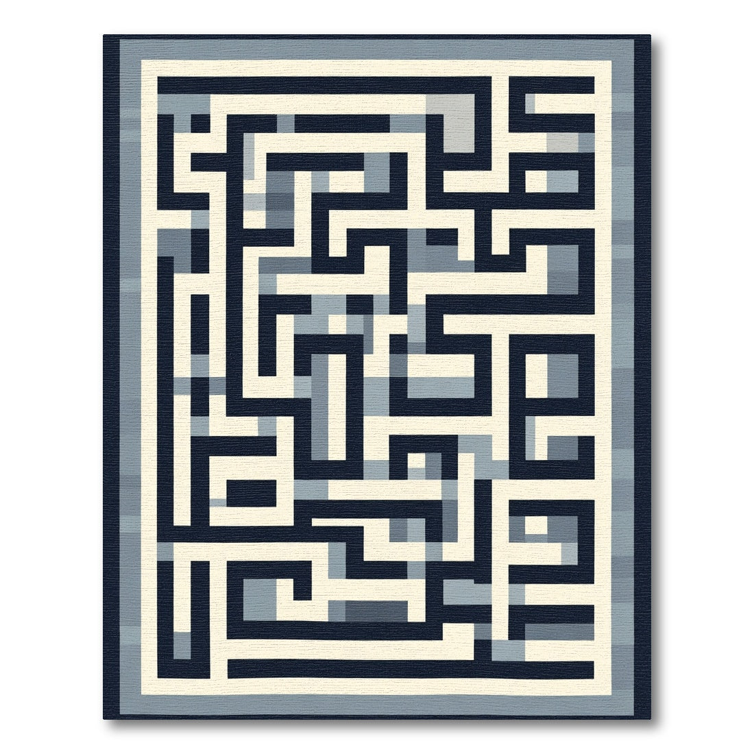 Navy Cream Labyrinth Geometric Artwork Rug