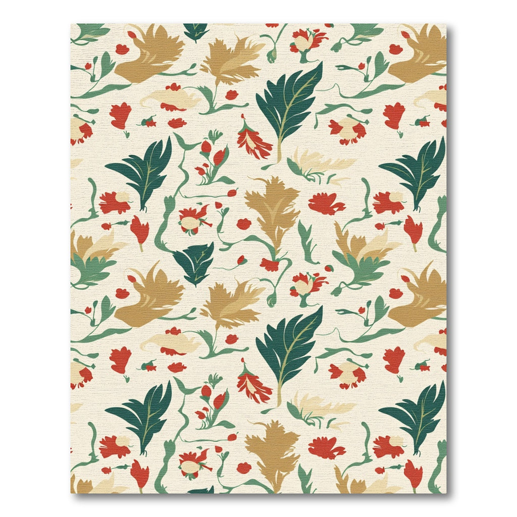 Delicate Red Brown Green Nature Blossoms Rug