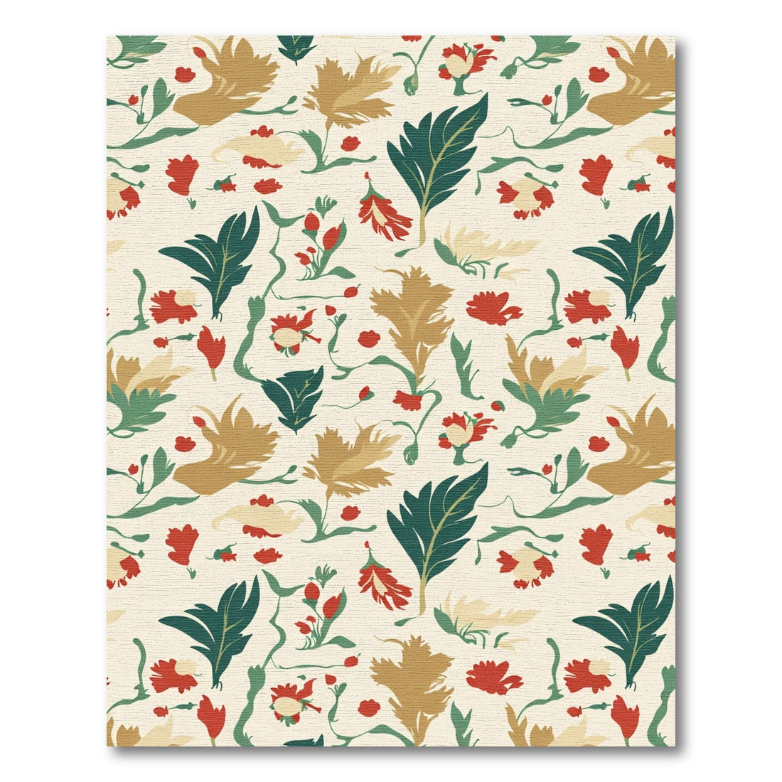 Delicate Red Brown Green Nature Blossoms Rug