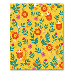 Bright Yellow Floral Critter Medley Rug
