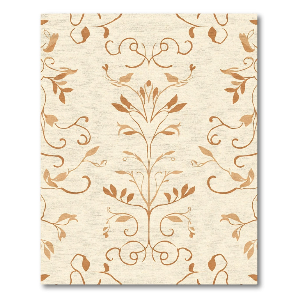 Earthy Tone Vine Swirl Botanical Rug