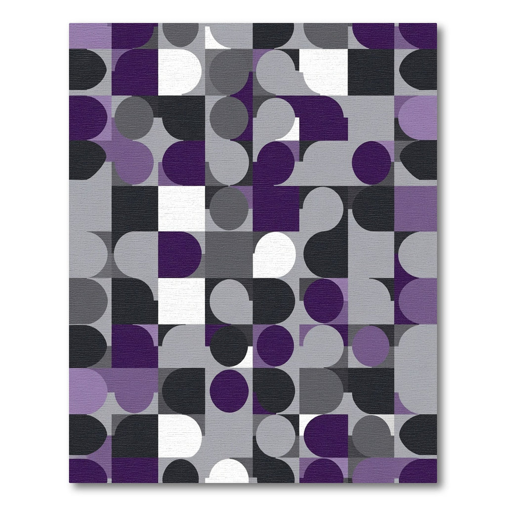 Modern Purple Gray Geometric Circles Rug