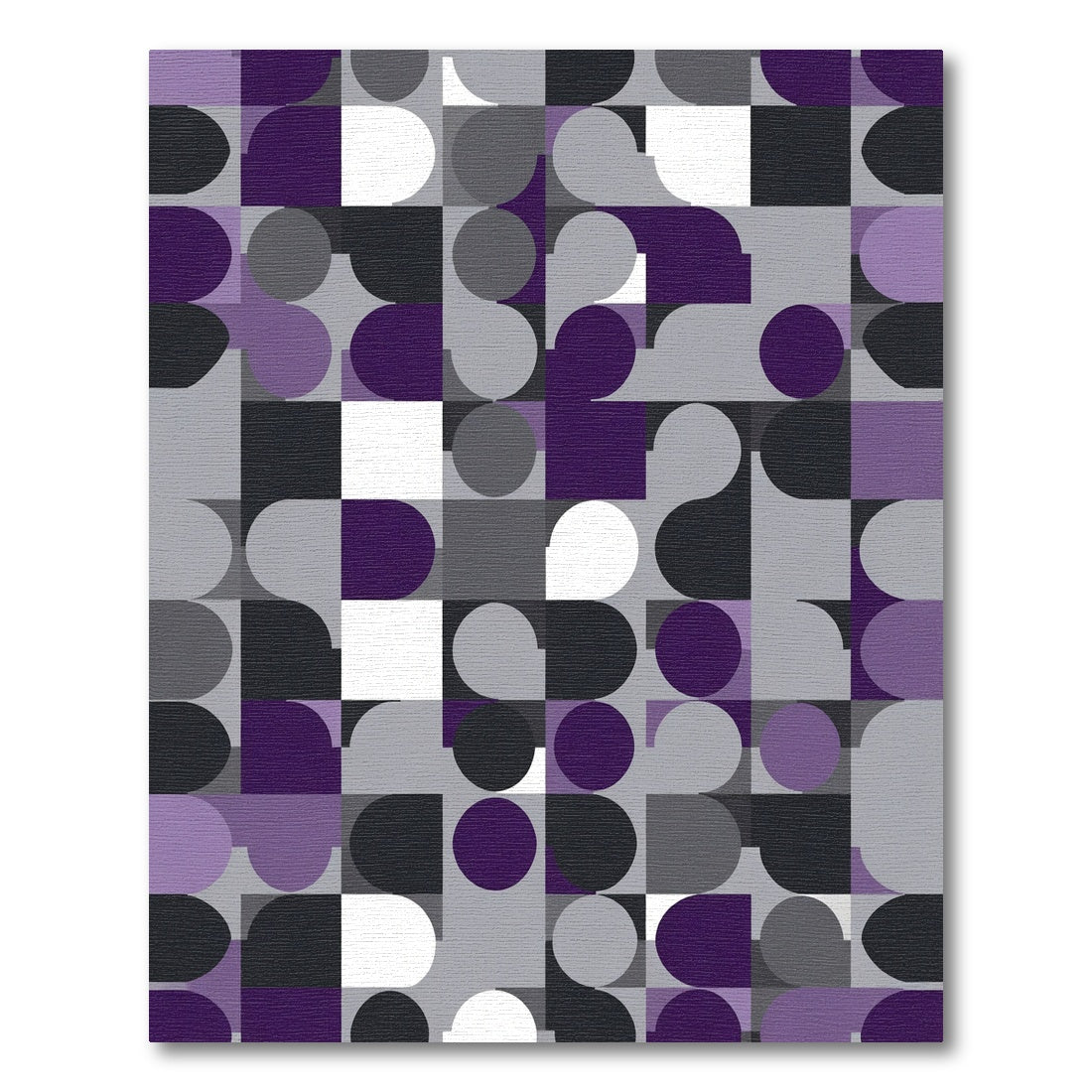 Modern Purple Gray Geometric Circles Rug