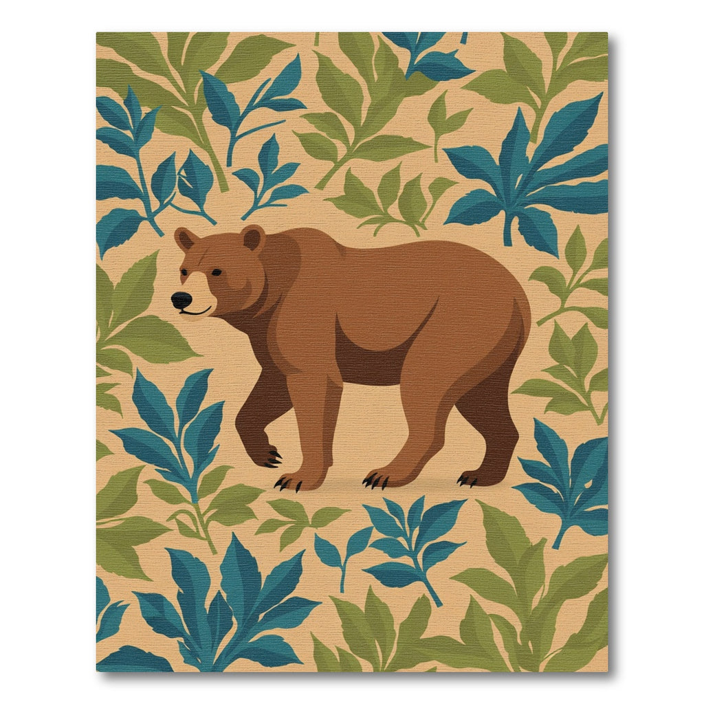 Brown Bear Amidst Green Blue Foliage Rug