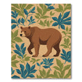 Brown Bear Amidst Green Blue Foliage Rug