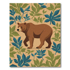 Brown Bear Amidst Green Blue Foliage Rug